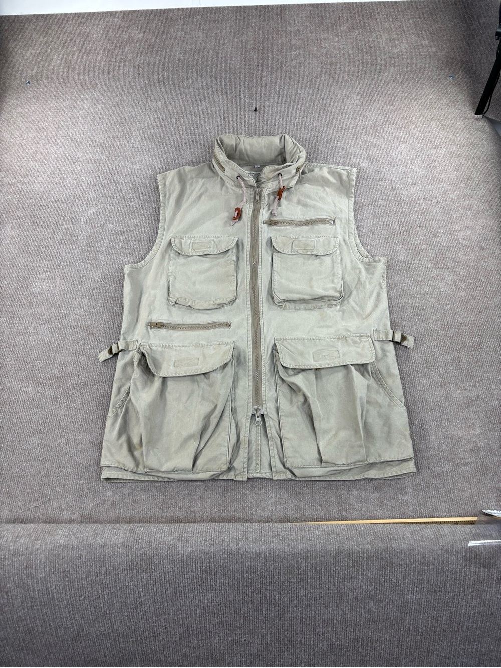 Vintage Banana Republic Vest Mens Medium Beige Safari Travel Hooded Canvas